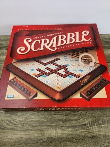 Vintage Deluxe Turntable Scrabble Crossword Game Hasbro 2001 Edition Complete