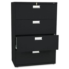 The Hon 684LP 4-Drawer File Cabinet Black Steel 36"x19.3"