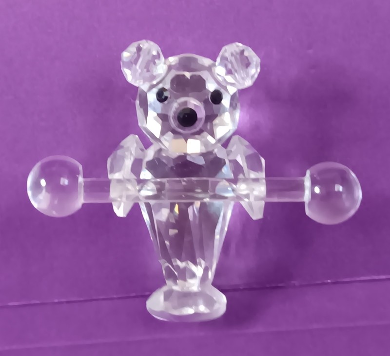 CRYSTAL WEIGHTLIFTING BEAR FIGURINE 1 1/2" H
