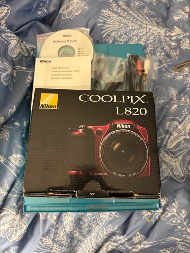 Nikon Coolpix L820-BURGUNDY-16 MP-Digital Camera-SD Card & Accessories In Box