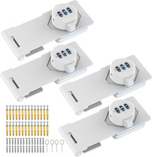 4 Pack Secure Combination Cabinet Locks - Black  White Hasp Latches