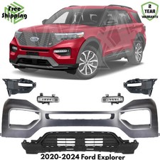 Front Bumper Cover Fascia & Fog Light Assembly Kit For 2020-2024 Ford Explorer