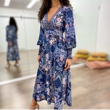 Vine Apparel Lotus Dress Navy Plus Size 18 Maxi Embellished Ethereal Fairytale