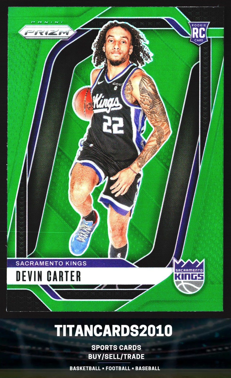 Devin Carter 2024-25 Panini Prizm Green Prizm Rookie RC Sacramento Kings #231