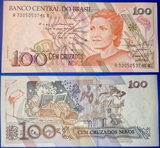 Brazil ND (1989) 100 Cruzados Novos Cecília Meireles P-220a aUNC No10 US-Seller