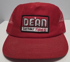 Vintage Dean Saf-t-bilt Tires Red Mesh Trucker Snapback Cap Hat Vintage Dean Saf-t-bilt Tires Red Mesh Trucker Snapback Cap Hat