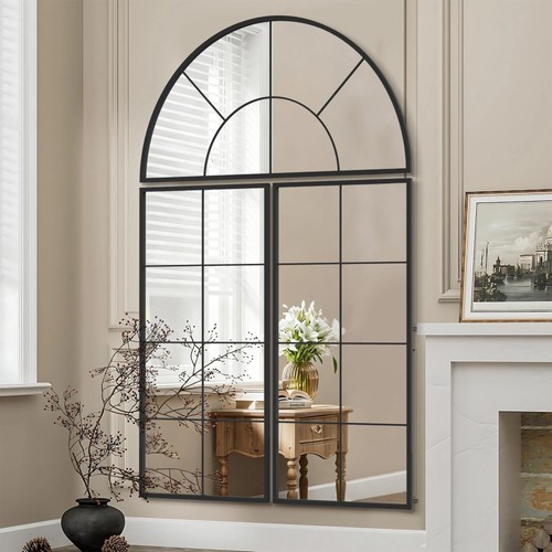 Besdomus Oversized Black Arched Mirror：40"x60" Large 60"L x 40"W,