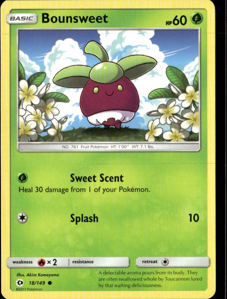 Pokemon Bounsweet 18/149 Sun Moon Base Set Non Holo Common 5 Card Lot