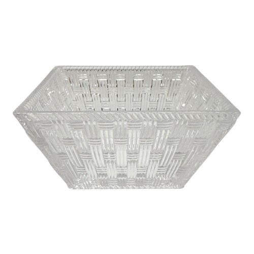 Tiffany & Co Crystal Woven Square Bowl Basket Weave Pattern 6in - Picture 7 of 12