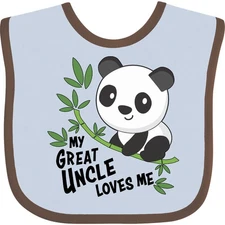 Inktastic My Great Uncle Loves Me- Cute Panda Baby Bib Grand Nephew Niece Child