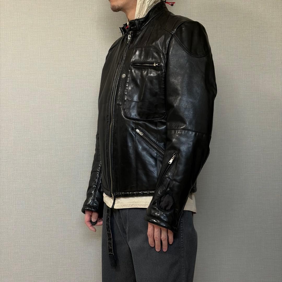 CP Company Leather Jacket Black D Pocket Vintage Size 50 Used thumbnail 9