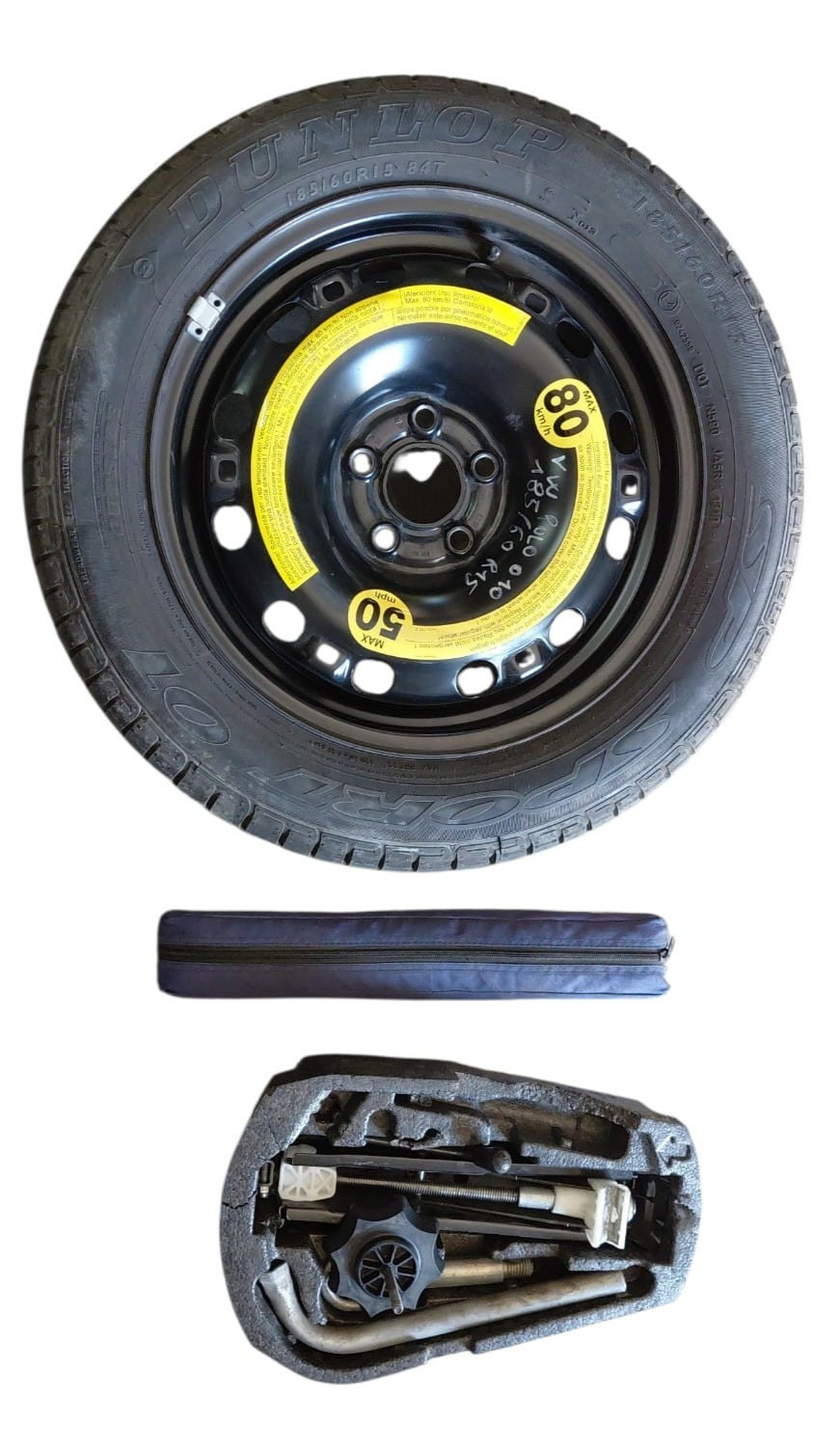 KIT RUOTA RUOTINO DI SCORTA VW VOLKSWAGEN POLO 185/60R15 185 60 15