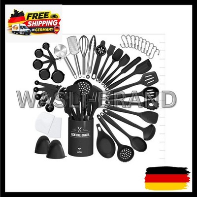 Kitchen utensil set, 43 pieces, silicone cooking utensils, heat-resistant, DE