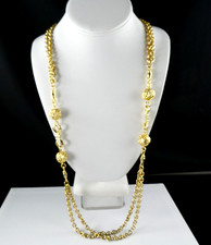 Vintage Paolo Gucci Designer Necklace Long Length Gold Plated Chain Toggle LONG