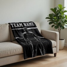 Personalized Hockey Boy Blanket Custom Name Sports Player Gift Throw 60x80