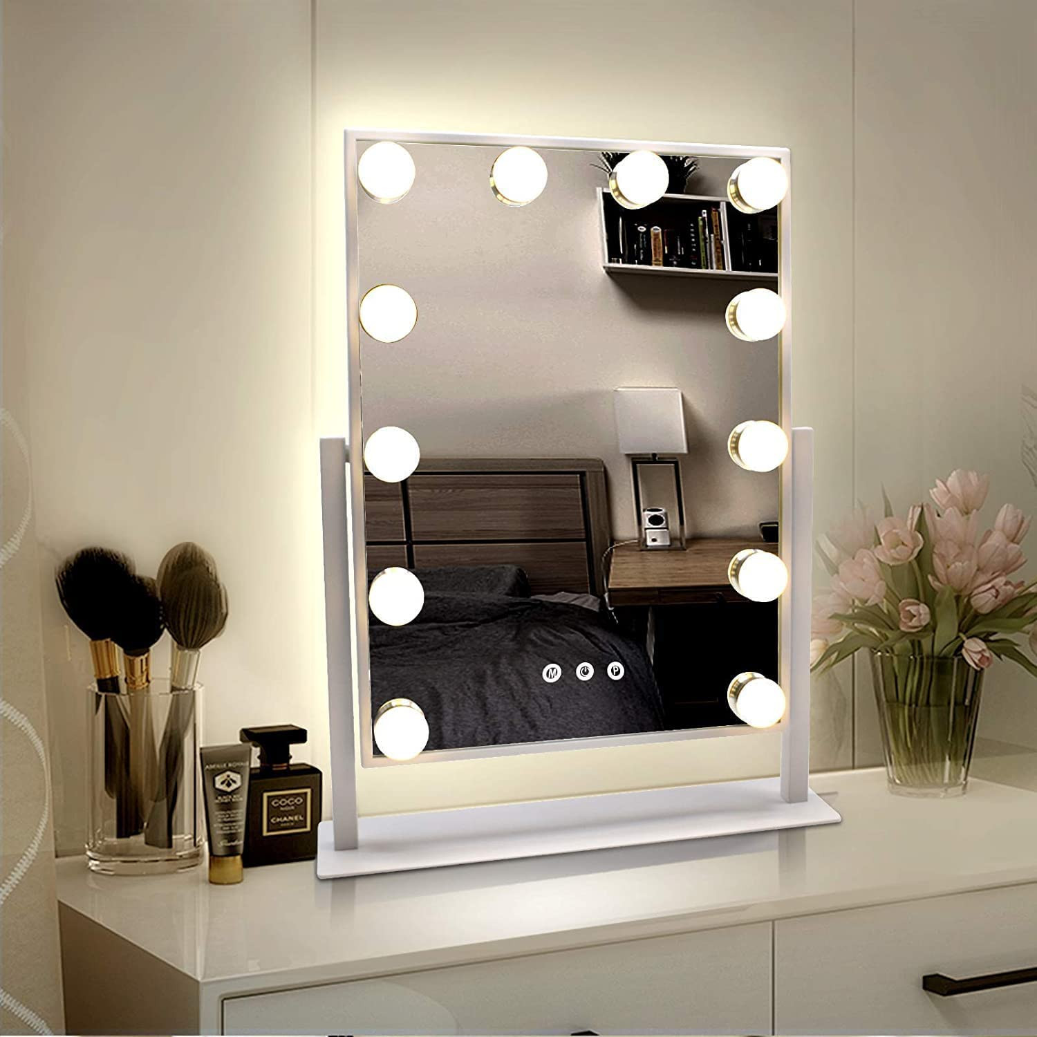 Grande Specchio Trucco Illuminato Hollywood - 3 Luci LED e Touch Control