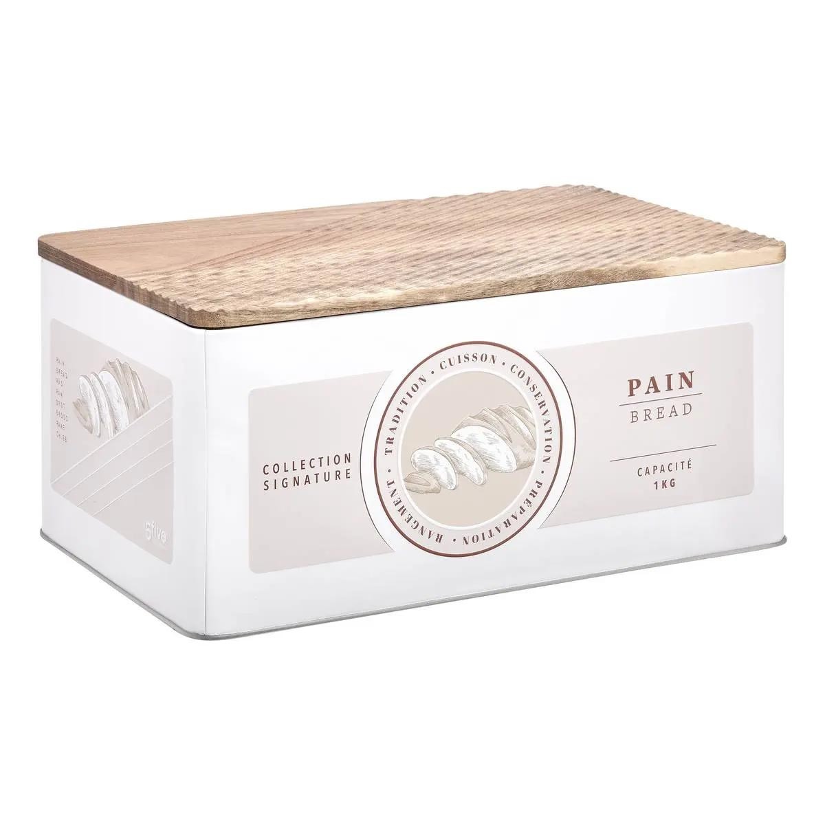 Boîte à Pain Crème 32cm avec Planche à Découper Intégrée Signature