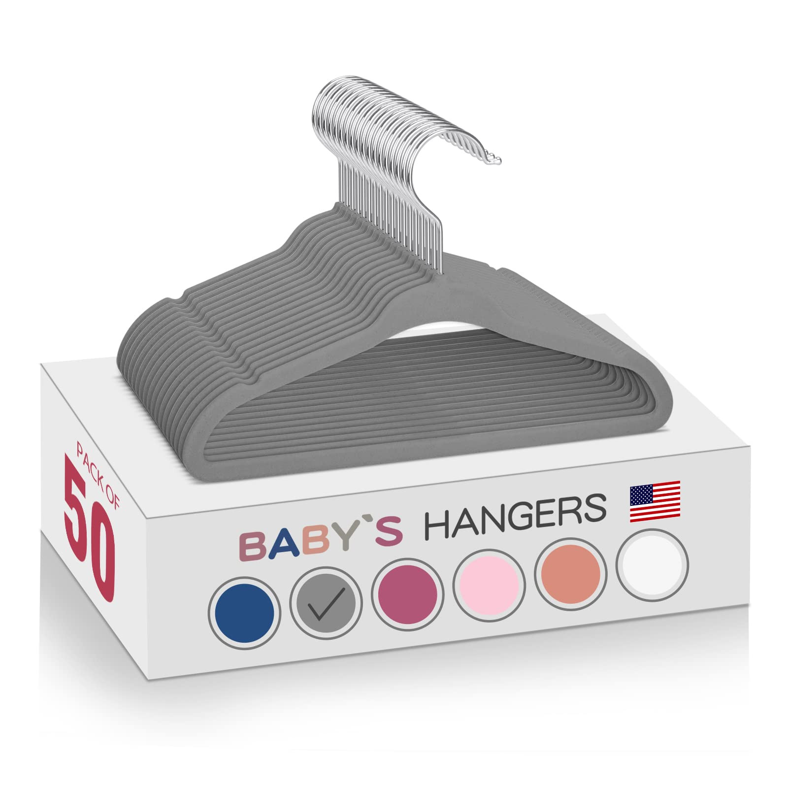 Non-Slip Kids Velvet Hangers 11 Inch for Baby & Children Clothes-image