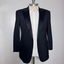 Brooks Brothers Brooksease Mens 42 Black Wool Peak Lapel Tuxedo Jacket Blazer