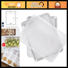Commercial Quality Aluminum Half Sheet Pan Set - 2pk with Lid, USA Made, Non-War