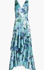 NEW Eliza J Social Tiered Satin High-Low Cocktail Dress Size 6