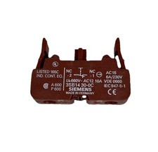 Qty 1 Siemens Contact Block 10A 600V OEM Part # 3SB1430-0C - Brand New