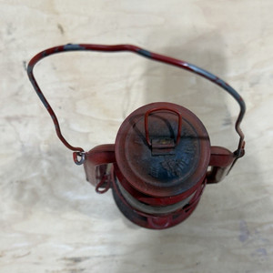 Red Oil Kerosene Lantern, Metal and Glass Construction with Glass Globe
