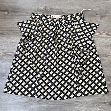 Marni Ruffle Silk Midi Skirt Womens 10 Basketweave Pattern Italian Luxury