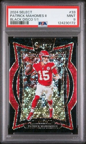 Patrick Mahomes 2024 Select Black Disco Prizm 1/1 Concourse Level PSA 9