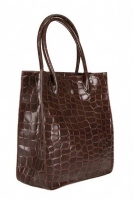 RALPH LAUREN *Safari Brown Croc Embossed TOTE BAG Vinyl Satchel