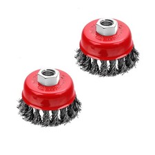 2 Pack 2.5" Wire Cup Brush for 4-1/2" Angle Grinder 5/8"-11 Threaded Carbon Stee