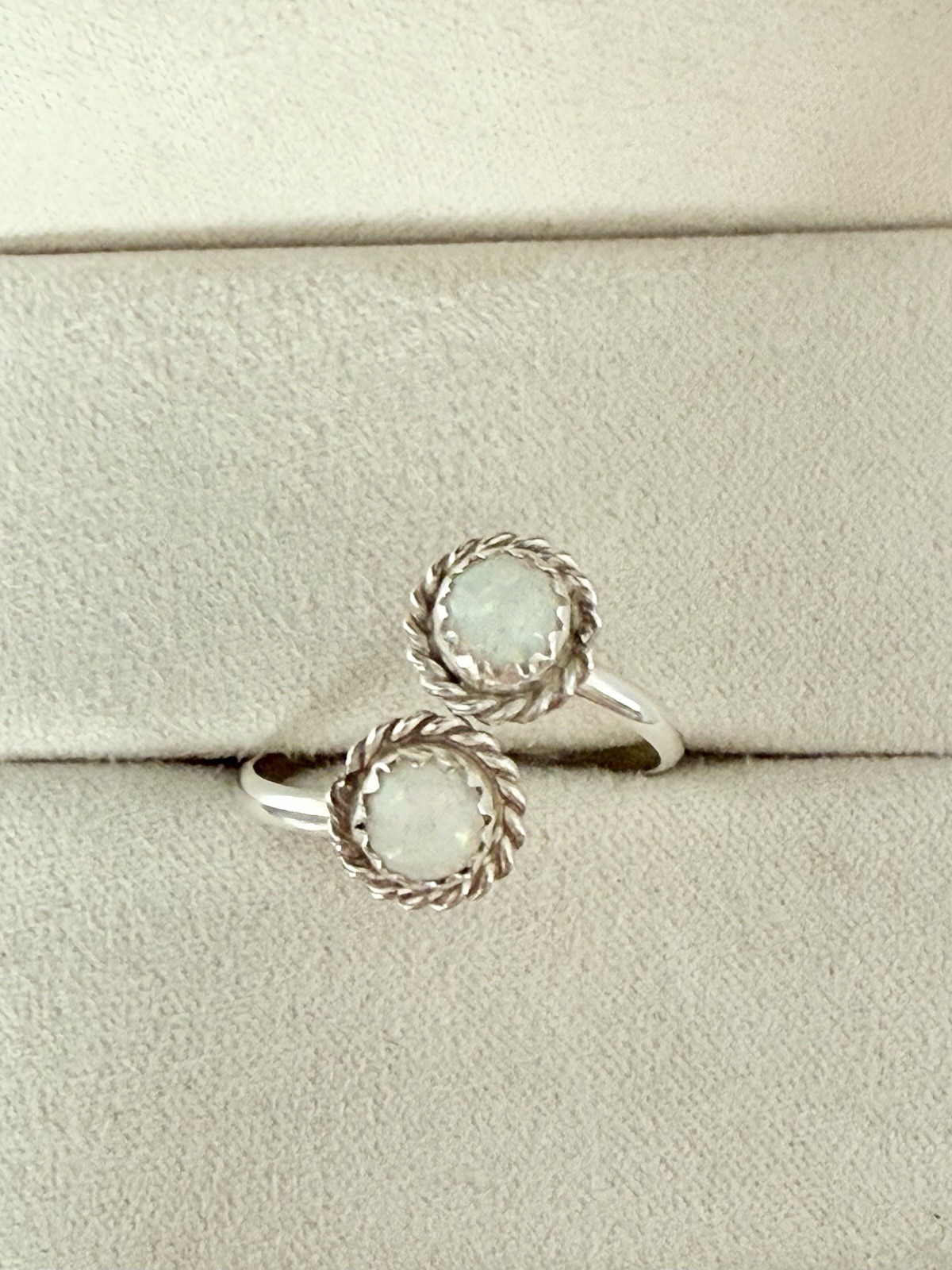 Sterling Silver Bypass Ring Opalite Southwestern … - image 7