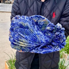 7,7 lb Textura Azul Natural Cristal Tallado Fénix Rosa Energía Espiritual