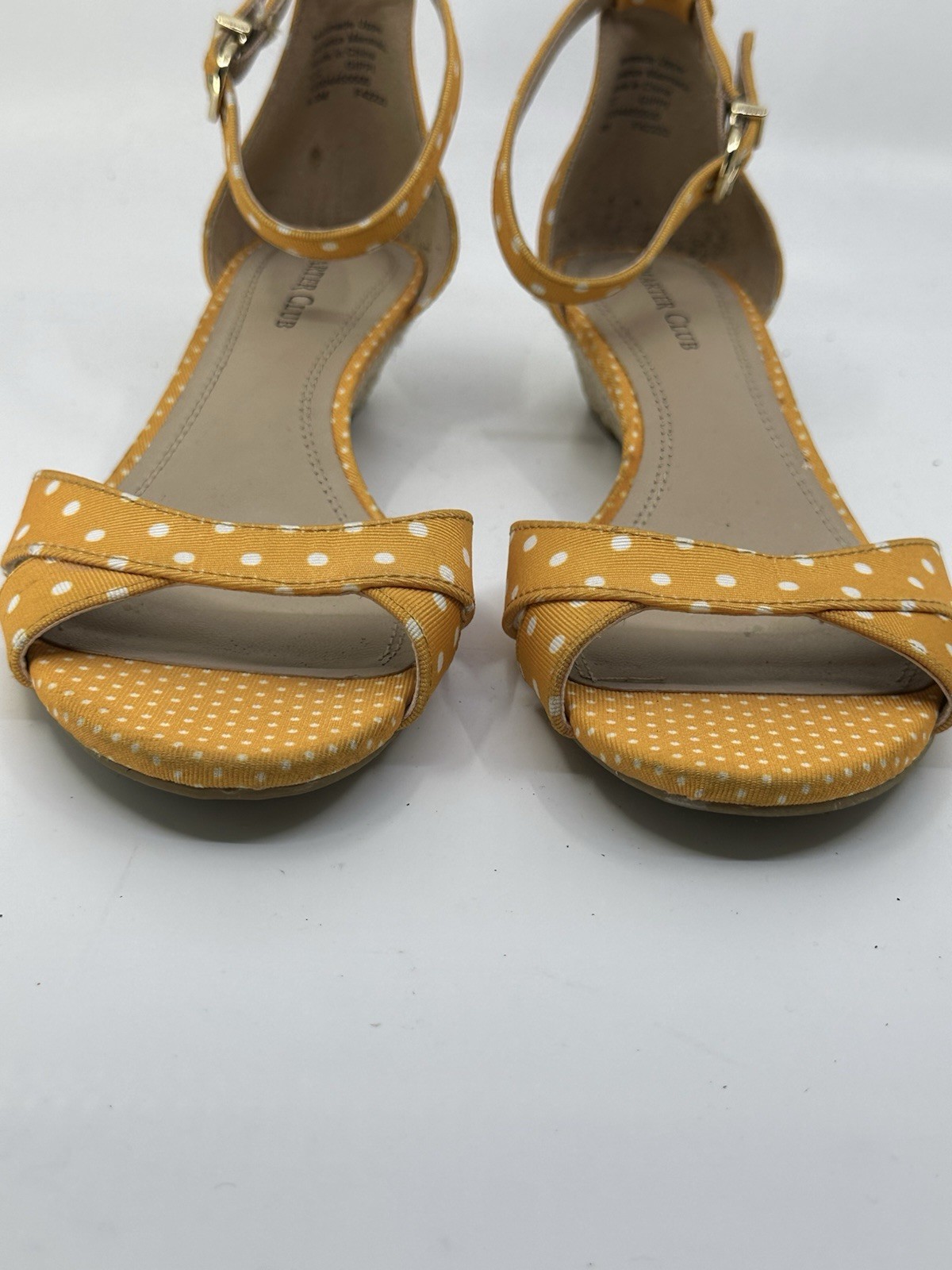 APL Charter Club sandalo donna arancione bianco paglia zeppa alla caviglia aperto alla caviglia tg 6 5