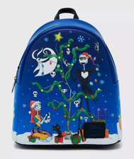 Loungefly Mini Backpack: NIGHTMARE BEFORE CHRISTMAS Holiday Decorating Tree Blue