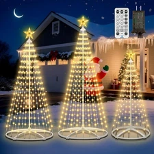 3 Pack Outdoor Lighted Christmas Trees with Remote Control - 5ft 6ft 7.5ft LED C
