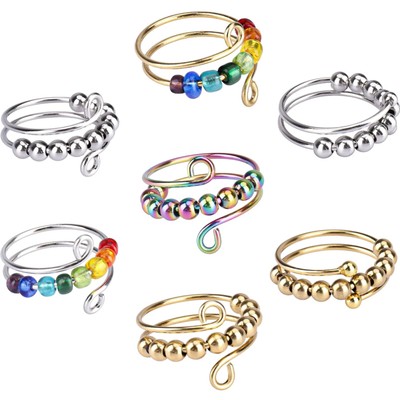 Antistress Ring Damen Verstellbar Bunt Edelstahl Spin Ring Geschenk