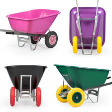 200L WHEELBARROW 2 TWIN WHEEL PLASTIC BARROW HEAVY DUTY LARGE BUILDER EQUESTRIAN