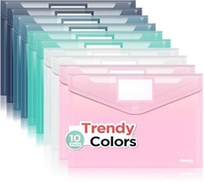 Pack Plastic Envelopes, Plastic File Folders, Clear Folders for 10 Trendy/A4