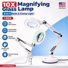 Magnifier LED Lamp 8X Magnifying Glass Desk Table Reading Light with Clamp Stand