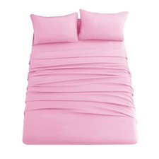 Pink Bed Sheet Set with Deep Pocket,Super Soft Microfiber Bedding-Breathable,...