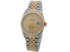 Rolex Datejust 16233 Mens 18K Gold & Stainless Steel Watch FACTORY Diamond Dial