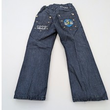 VTG COOGI Australia Boys Jeans Size 4 Dark Wash Embroidered Crest Spellout Y2K