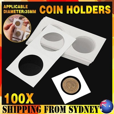 50Pcs Assorted Coin Holders 2X2 Cardboard Mylar Flips 35mm SUIT 50c 20c NEW