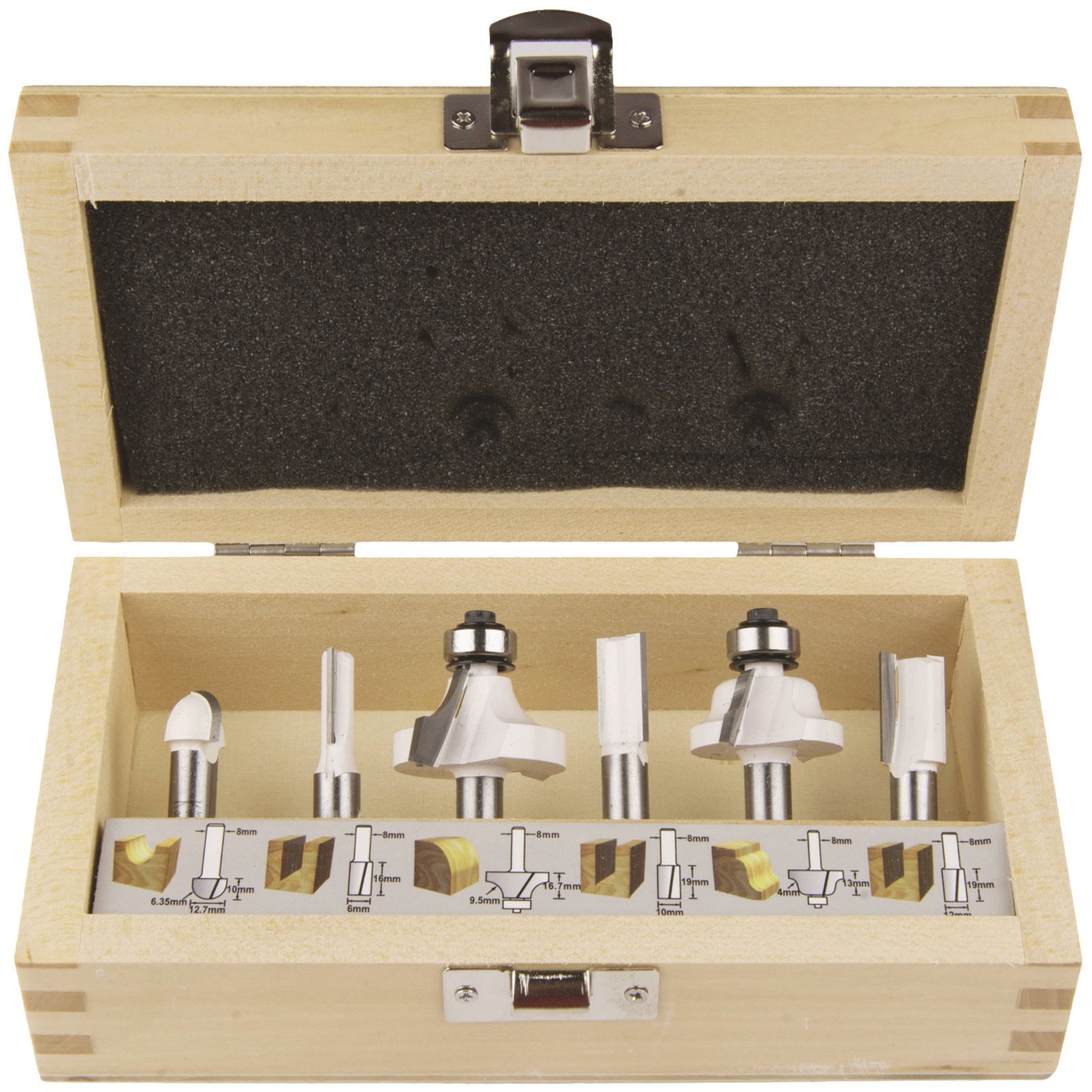 Makita milling set 8mm shank 6-piece groove and edge cutters