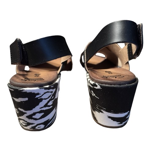 Clarks Stasha Hale Sandals Black Wedge Criss-cross Leather Shoes Womens 8 W - Picture 4 of 9