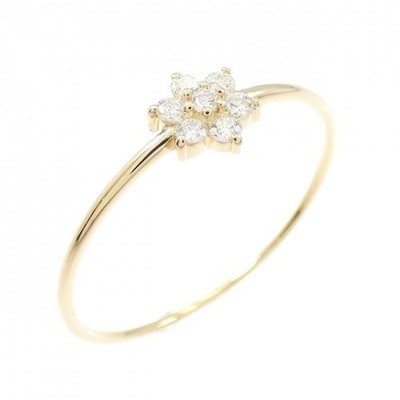 Authentic [Remake] K18YG Flower Diamond Ring 0.10CT #270-004-211-3796