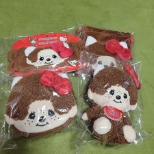 Monchhichi x Hello Kitty Face Pouch Drawstring Plush Headband Set New
