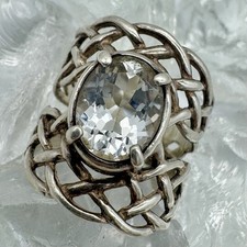 Vintage Sterling Silver 925 Ring W/ Large CZ Stone Size 6.75 Israel Statement Pc