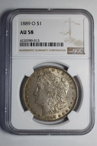 1889 O Morgan Silver Dollar AU58 NGC #013